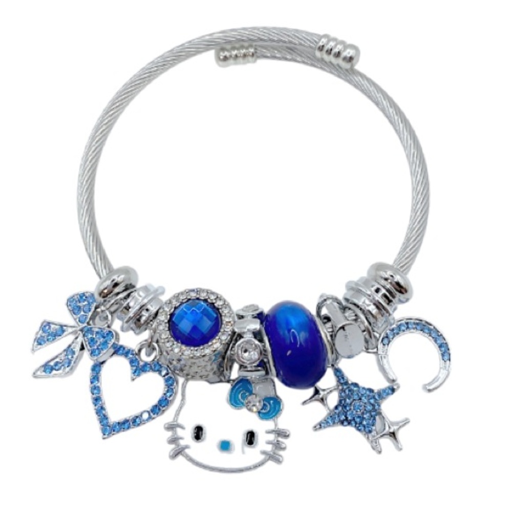 Cute Sanrio Bracelets Anime Kawaii Hello Kitty  Silver Rhinestone